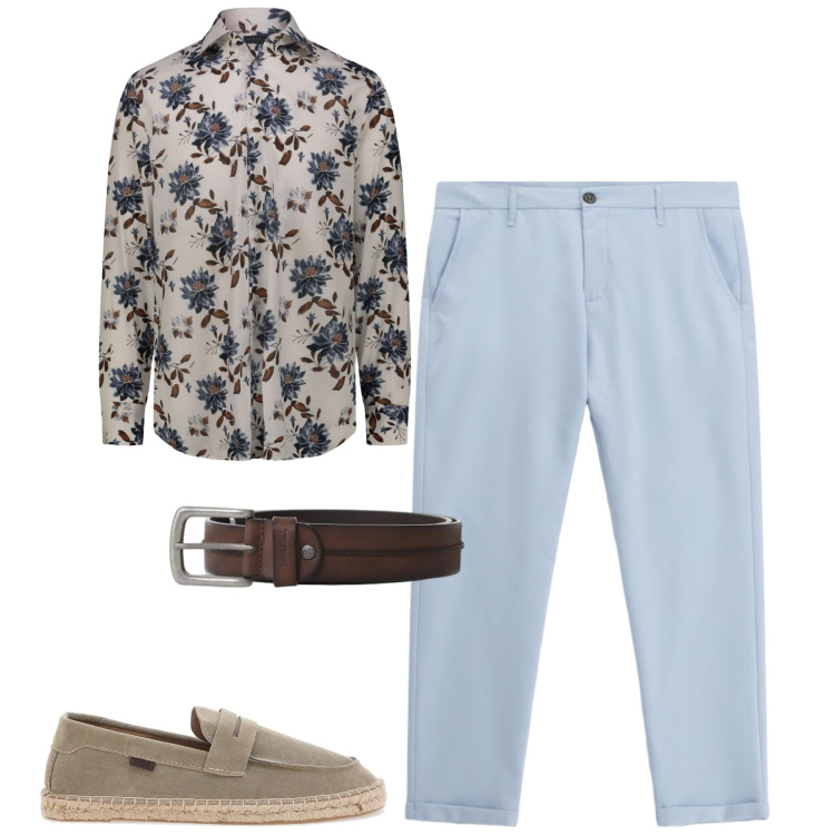 Outfit uomo - City. Stile Urban per Tutti i giorni. Abbinamento con pantaloni, cinture, camicie, espadrillas.