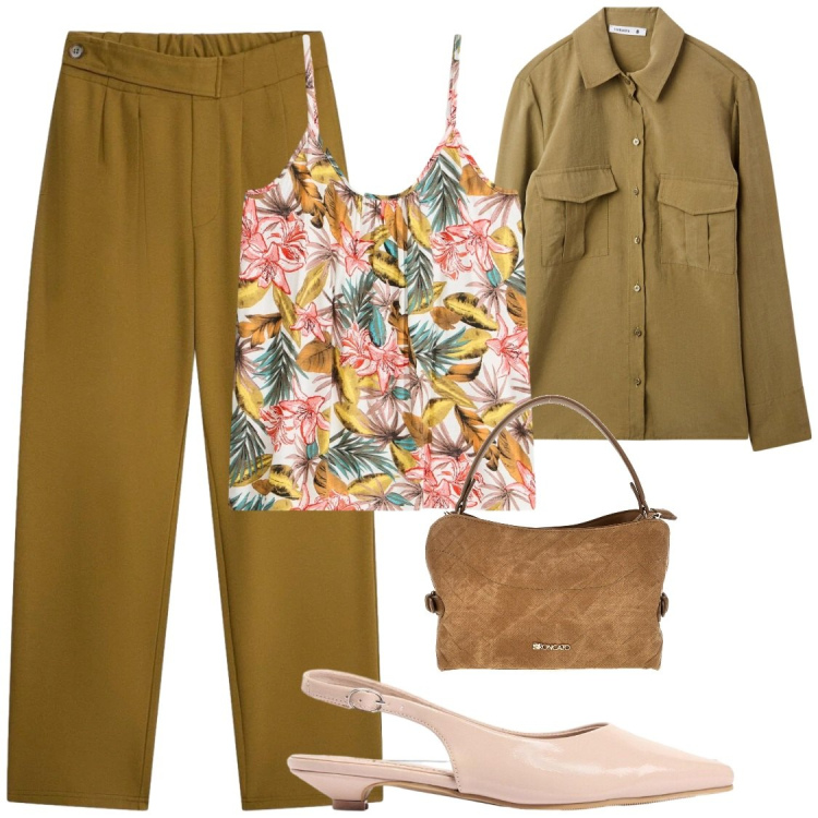 Outfit donna - Ti aspetto in ufficio. Stile Chic per Ufficio. Abbinamento con sandali, canottiere, pantaloni, camicie, borse a tracolla.