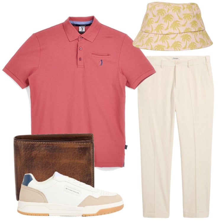 Outfit uomo - Total look #2412334. Stile Casual per Tutti i giorni. Abbinamento con pantaloni, sneakers, cappelli con visiera, portafogli, polo.