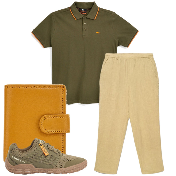 Outfit uomo - Total look #2412337. Stile Casual per Tutti i giorni. Abbinamento con sneakers, pantaloni, portafogli, polo.