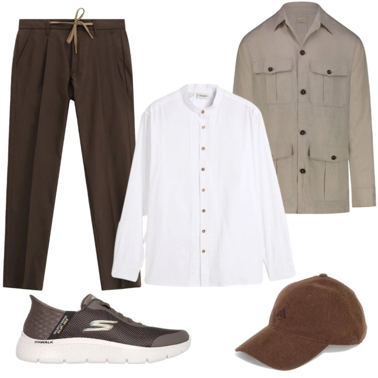 Outfit uomo - G. Prof. Coreano. Stile Casual per Tutti i giorni. Abbinamento con camicie, pantaloni, cappelli con visiera, cappotti, sneakers.