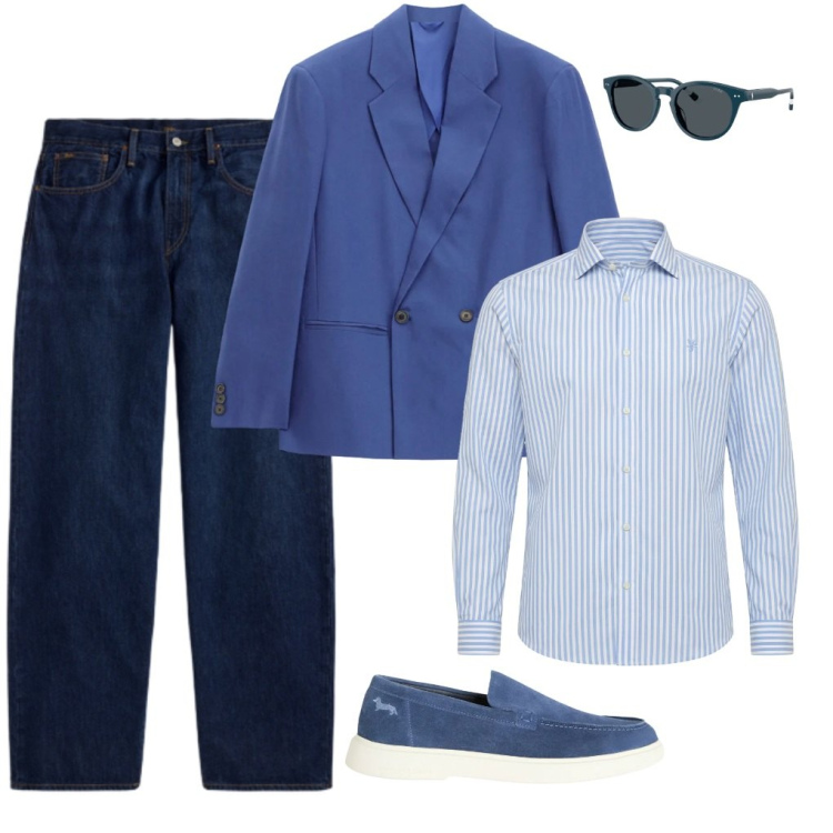 Outfit uomo - G. Scene da un matrimonio.. Stile Casual per Cerimonia. Abbinamento con giacche, scarpe stringate, camicie, jeans, occhiali da sole.