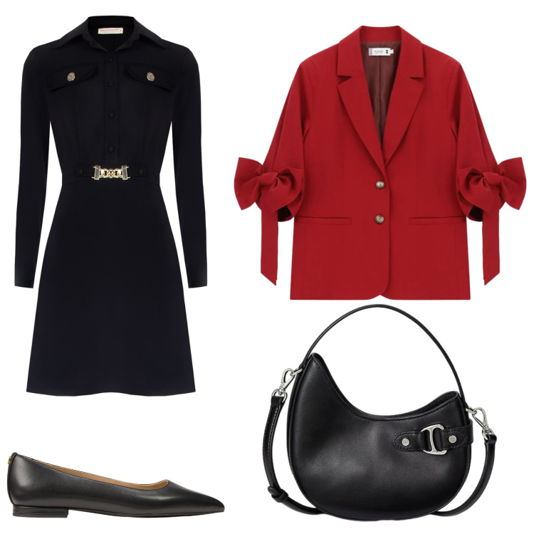 Outfit donna - Raffinata professionalità. Stile Chic per Ufficio. Abbinamento con vestiti a tubino, blazer, ballerine, borse a tracolla.