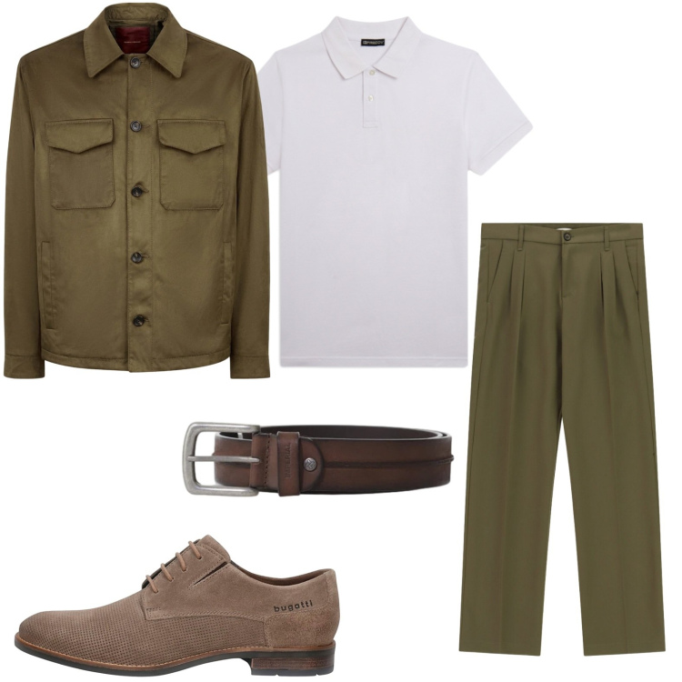Outfit uomo - Minimal moderno. Stile Casual per Tutti i giorni. Abbinamento con pantaloni, cinture, polo, giacche, scarpe stringate.