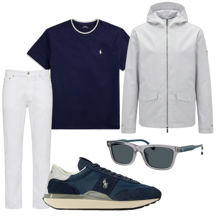 Outfit uomo - Casual quotidiano. Stile Casual per Tutti i giorni. Abbinamento con pantaloni, giacche, sneakers, t-shirt, occhiali da sole.