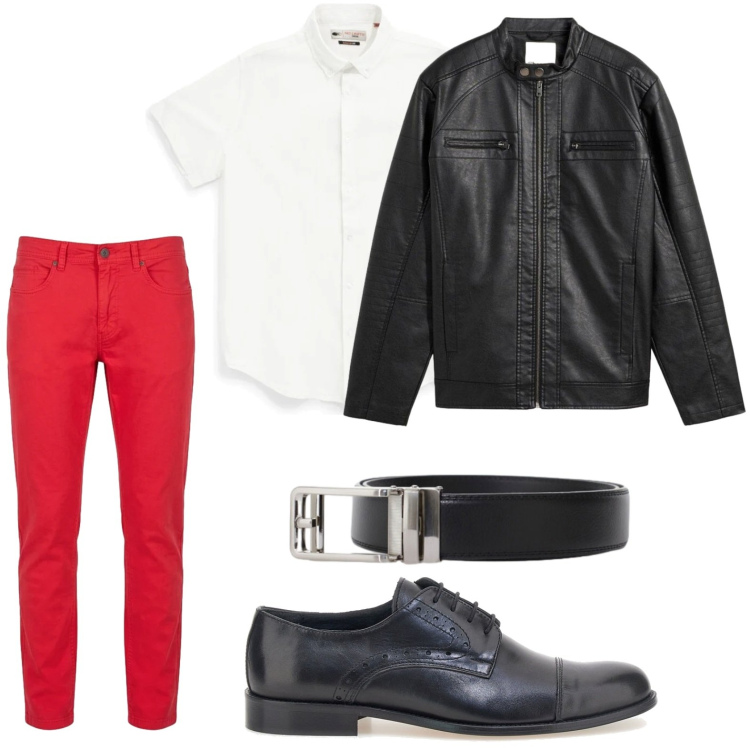Outfit uomo - Cool urbano. Stile Urban per Tutti i giorni. Abbinamento con giacche, cinture, pantaloni, scarpe stringate, camicie a manica corta.