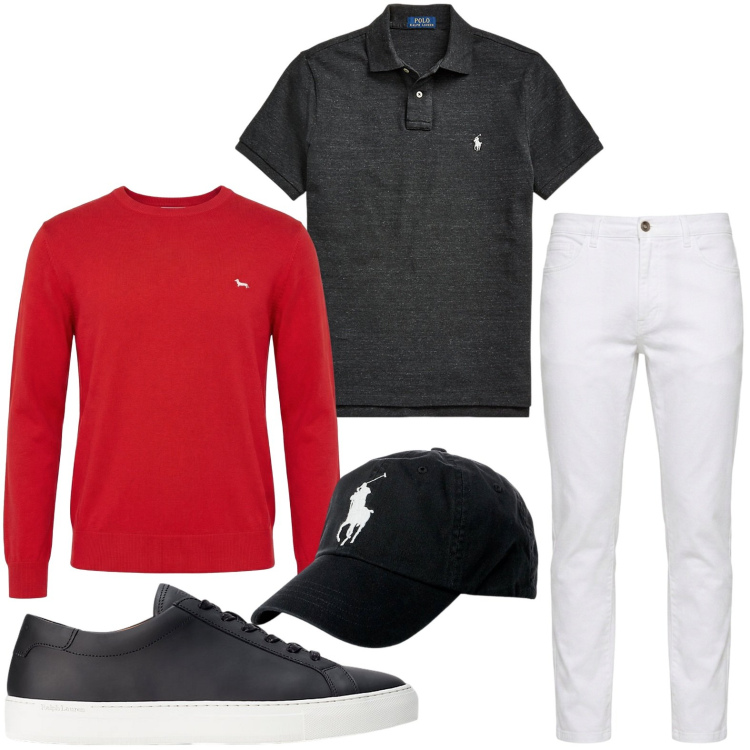 Outfit uomo - Young urban. Stile Urban per Tutti i giorni. Abbinamento con pullovers, jeans, cappelli, sneakers, polo.