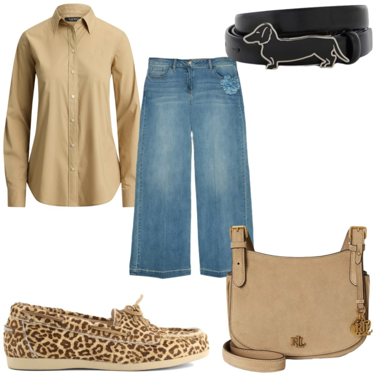 Outfit donna - Total look #2412690. Stile Casual per Tutti i giorni. Abbinamento con cinture, jeans, borse a tracolla, camicie, mocassini.
