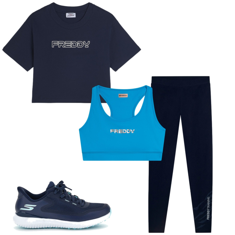 Outfit donna - Summer Energy. Stile Casual per Sport. Abbinamento con t-shirt, leggings, top, sneakers.