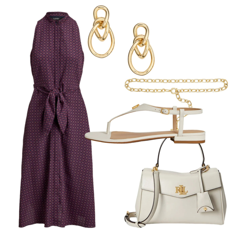 Outfit donna - Total look #2412720. Stile Chic per Serata fuori. Abbinamento con sandali in pelle, borse a mano, orecchini, cinture, vestiti midi/longuette.