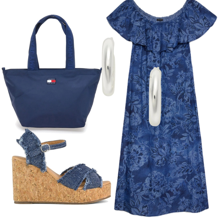Outfit donna - Total look #2412748. Stile Romantica per Tutti i giorni. Abbinamento con vestiti lunghi, orecchini, zeppe, borse tote.