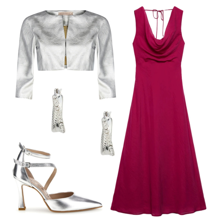 Outfit donna - Total look #2412783. Stile Chic per Serata fuori. Abbinamento con vestiti lunghi, bolero, orecchini, décolleté.