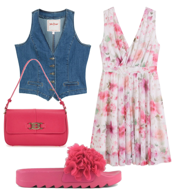 Outfit donna - Total look #2412792. Stile Romantica per Serata fuori. Abbinamento con vestiti, gilet, ciabatte, borse a spalla.