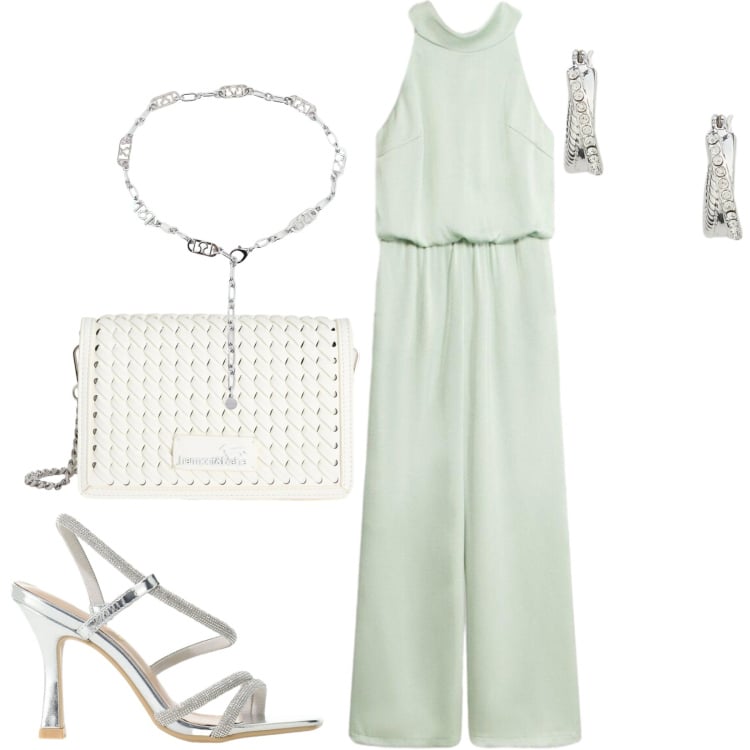 Outfit donna - Cerimonia. Stile Chic per Cerimonia. Abbinamento con tute, cinture, sandali col tacco, borse a tracolla, orecchini.