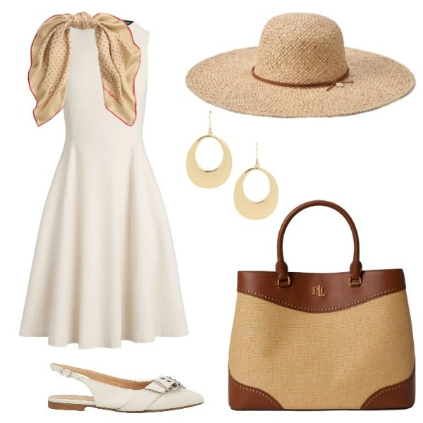 Outfit donna - Total look #2412839. Stile Sporty chic per Serata fuori. Abbinamento con ballerine, borse a mano, vestiti corti, foulard, cappelli, orecchini.