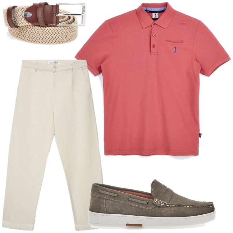 Outfit uomo - Serate. Stile Casual per Serata speciale. Abbinamento con pantaloni chino, scarpe stringate, cinture, polo.