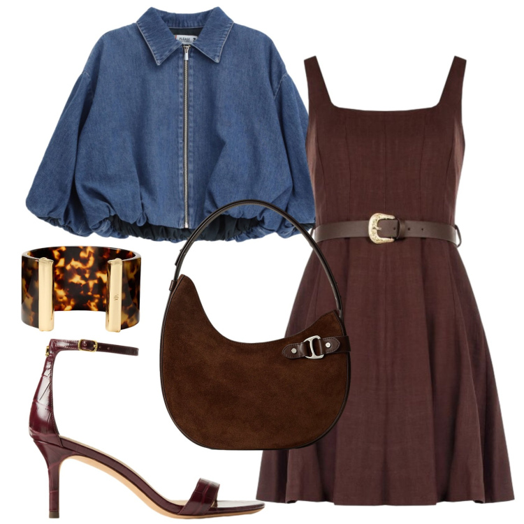Outfit donna - Total look #2412950. Stile Chic per Serata fuori. Abbinamento con vestiti corti, blazer, braccialetti, borse a spalla, sandali in pelle.