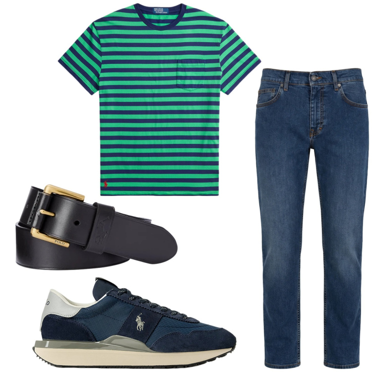 Outfit uomo - Total look #2412955. Stile Casual per Tutti i giorni. Abbinamento con jeans, cinture, sneakers, t-shirt.