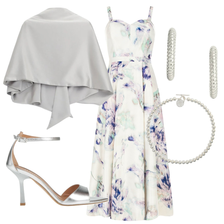 Outfit donna - Total look #2412968. Stile Bon Ton per Cerimonia. Abbinamento con sandali in pelle, vestiti midi/longuette, scialli, collane, orecchini.
