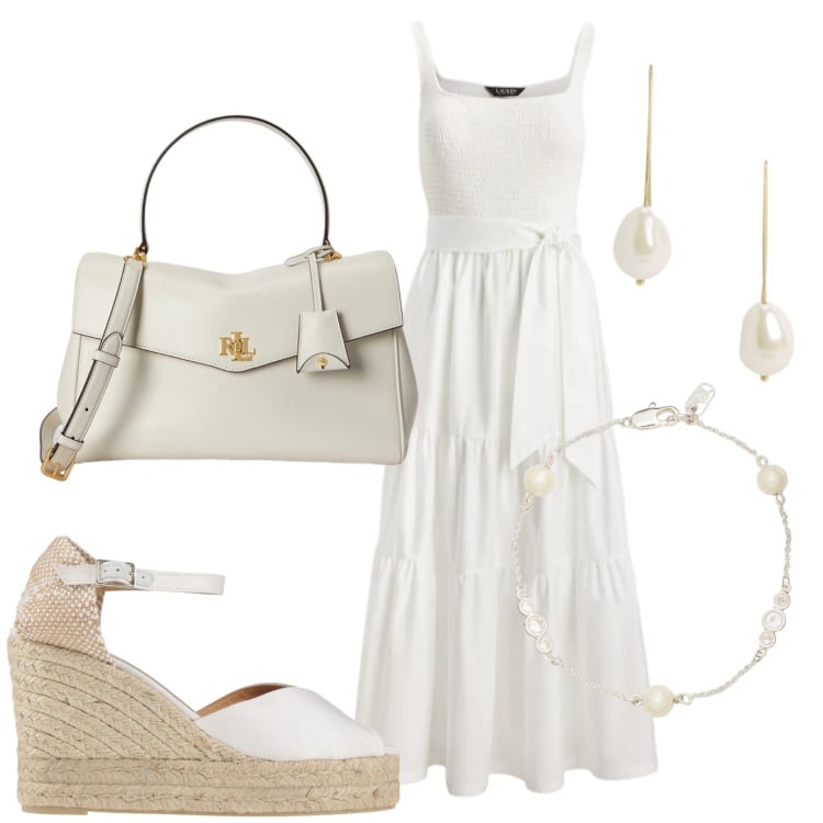 Outfit donna - Total look #2412969. Stile Boho per Tutti i giorni. Abbinamento con espadrillas, vestiti, borse a mano, orecchini, braccialetti.