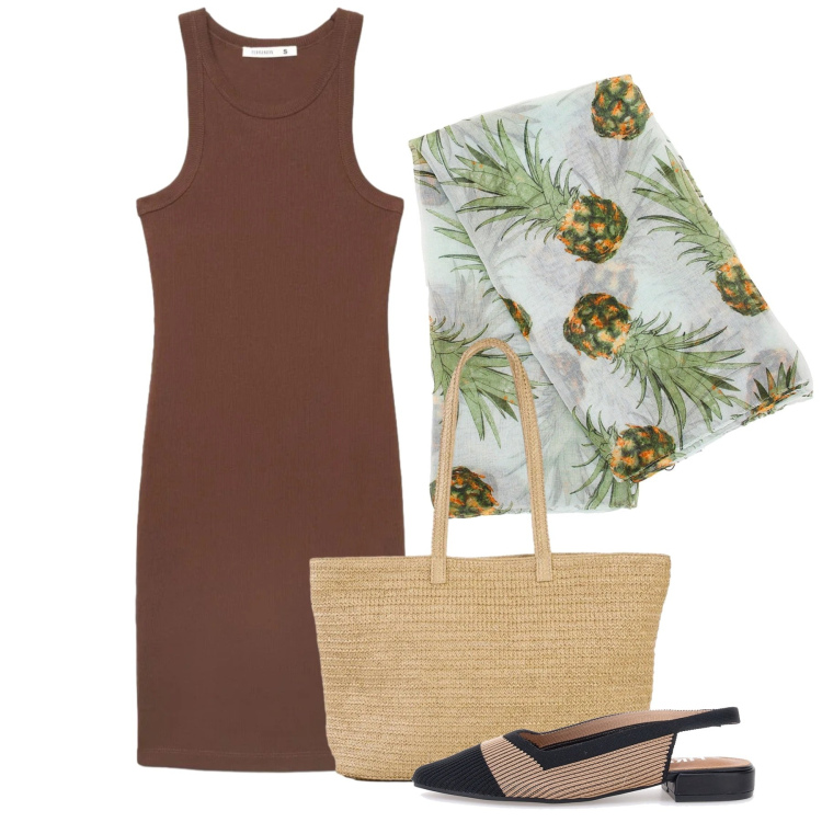 Outfit donna - Giugno con le ballerine - @antonellal. Stile Chic per Tutti i giorni. Abbinamento con shopping bag, vestiti midi/longuette, ballerine, foulard.