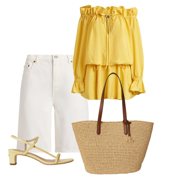 Outfit donna - Giugno: un tocco di giallo - @susystyle. Stile Casual per Tutti i giorni. Abbinamento con shorts, vestiti, sandali in pelle, borse tote.