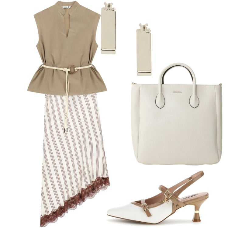 Outfit donna - Please ... office!. Stile Bon Ton per Ufficio. Abbinamento con borse a tracolla, gonne longuette, camicie, orecchini, décolleté.