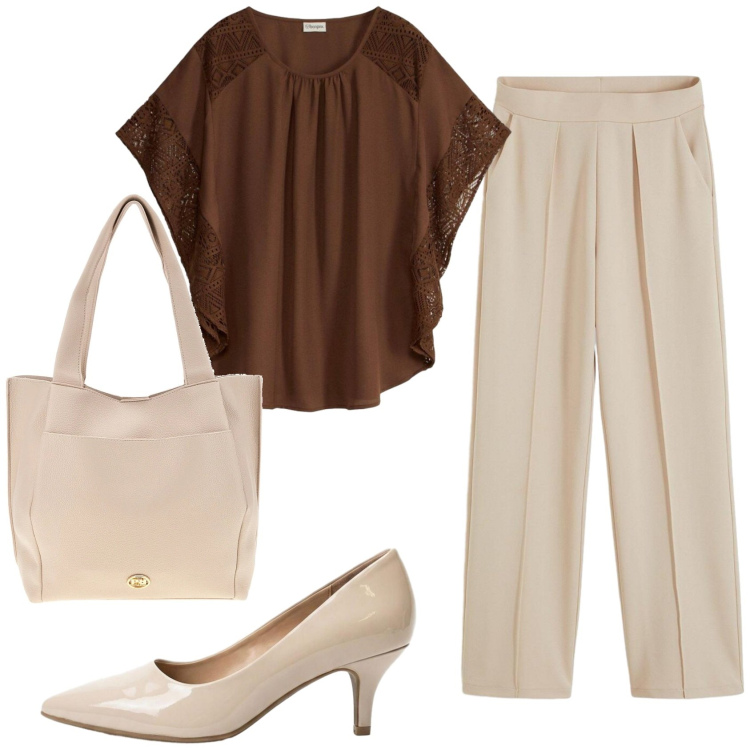 Outfit donna - Total look #2413133. Stile Chic per Serata fuori. Abbinamento con pantaloni, tuniche, décolleté, borse a spalla.