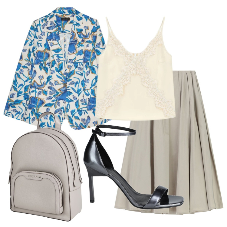Outfit donna - Total look #2413144. Stile Romantica per Cerimonia. Abbinamento con zaini, sandali in pelle, gonne lunghe, canottiere, blazer.