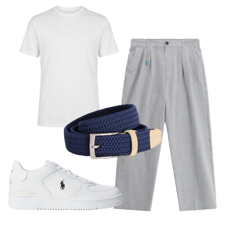 Outfit uomo - Total look #2413157. Stile Urban per Tutti i giorni. Abbinamento con pantaloni, cinture, t-shirt, sneakers.