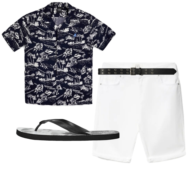 Outfit uomo - Total look #2413160. Stile Casual per Tutti i giorni. Abbinamento con sandali, cinture, bermuda, camicie a manica corta.