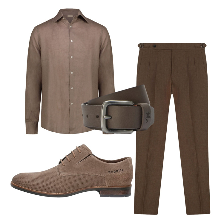 Outfit uomo - Total look #2413163. Stile Business/Elegante per Ufficio. Abbinamento con cinture, pantaloni, camicie, scarpe stringate.