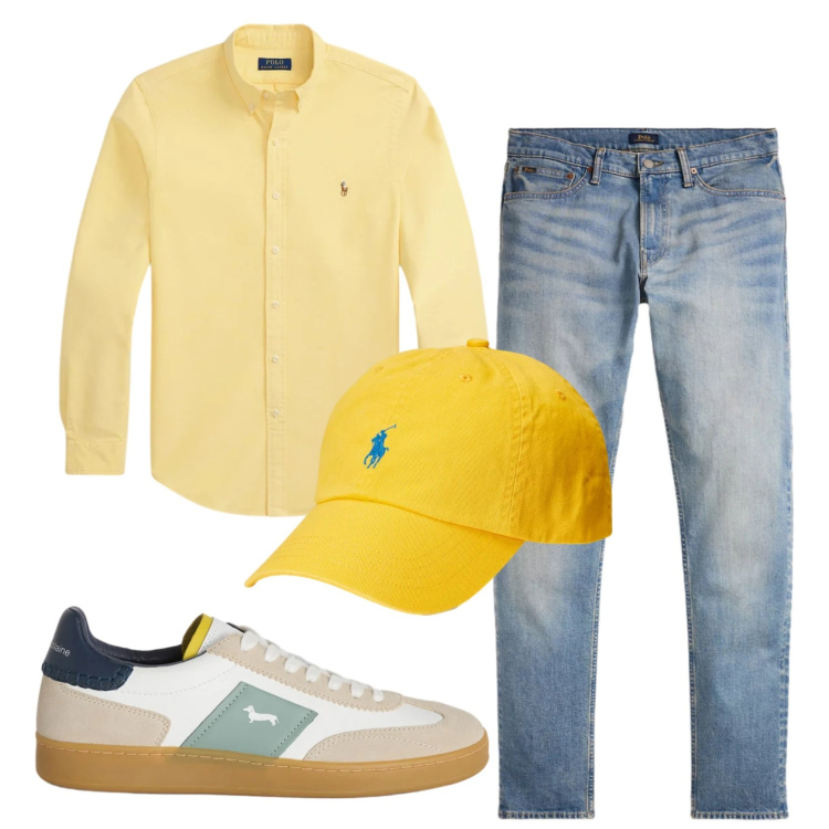 Outfit uomo - Total look #2413168. Stile Casual per Tutti i giorni. Abbinamento con sneakers, cappelli con visiera, jeans, camicie.