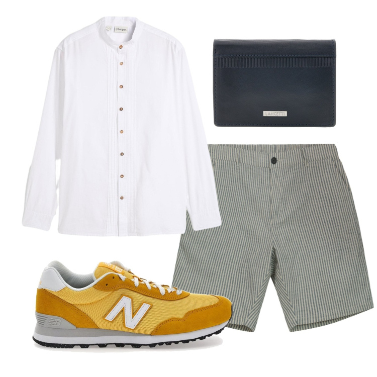 Outfit uomo - Total look #2413169. Stile Casual per Tutti i giorni. Abbinamento con camicie, bermuda, sneakers, portafogli.