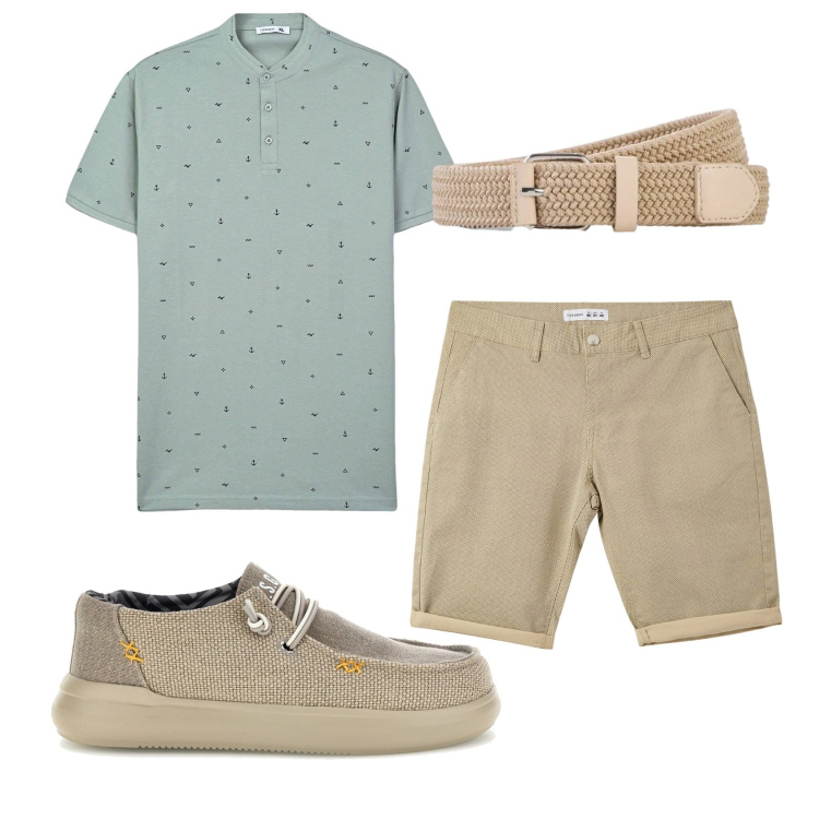 Outfit uomo - Total look #2413176. Stile Casual per Tutti i giorni. Abbinamento con cinture, t-shirt, pantaloni corti, scarpe stringate.