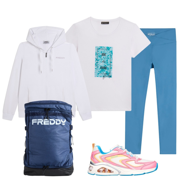 Outfit donna - Tempo libero per me. Stile Casual chic per Tutti i giorni. Abbinamento con leggings, zaini, t-shirt, felpe con cappuccio, sneakers.