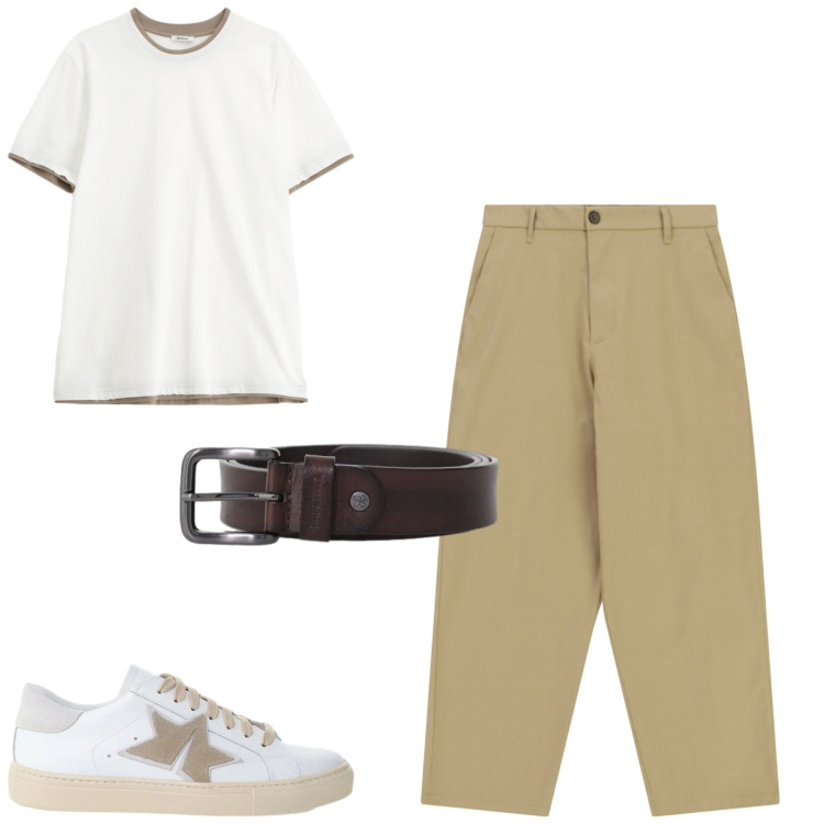 Outfit uomo - City. Stile Casual per Tutti i giorni. Abbinamento con t-shirt, pantaloni, cinture, sneakers.