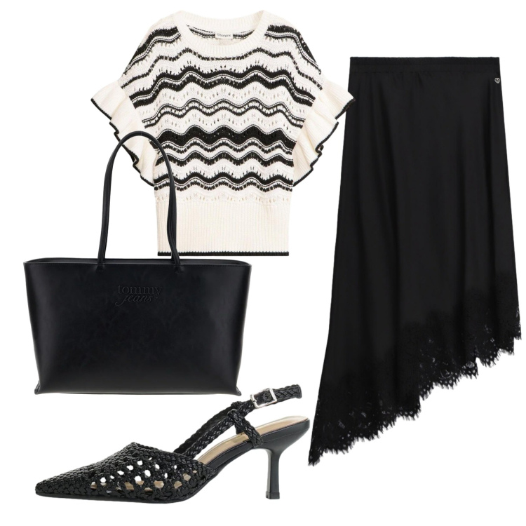 Outfit donna - Total look #2413269. Stile Basic per Serata fuori. Abbinamento con t-shirt, décolleté, gonne longuette, borse a spalla.