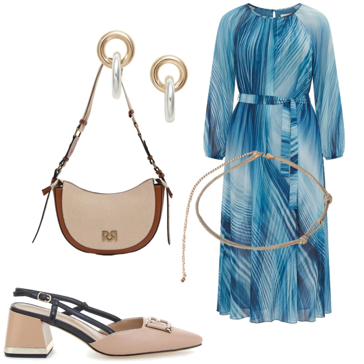 Outfit donna - Total look #2413301. Stile Chic per Serata fuori. Abbinamento con borse a tracolla, vestiti lunghi, cinture, orecchini, décolleté.