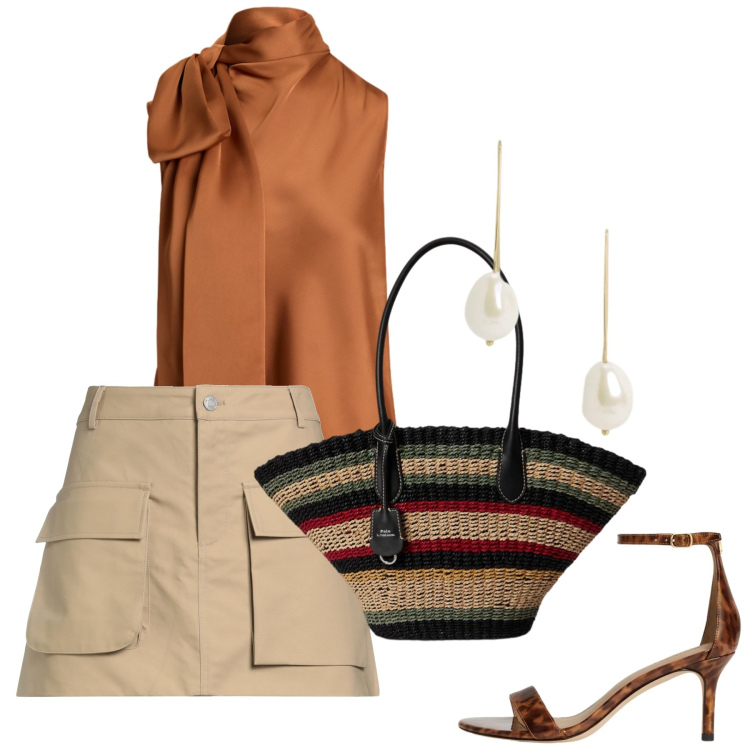 Outfit donna - Oroscopo I gemelli - Aspettati l’Impreve. Stile Chic per Tutti i giorni. Abbinamento con minigonne, bluse, sandali in pelle, borse tote, orecchini.