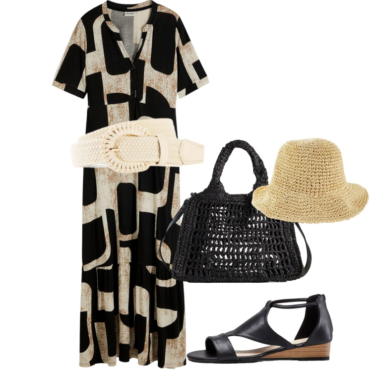 Outfit donna - bonprix - Endless Summer. Stile Chic per Tutti i giorni. Abbinamento con vestiti lunghi, cinture, sandali, borse a tracolla, cappelli.
