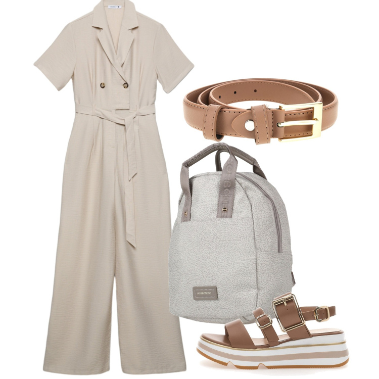 Outfit donna - Giugno. Stile Basic per Scuola/Università. Abbinamento con zaini, tute, sandali, cinture.