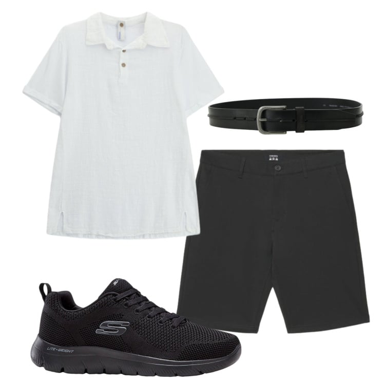 Outfit uomo - Total look #2413466. Stile Casual per Tutti i giorni. Abbinamento con sneakers, shorts, polo, cinture.