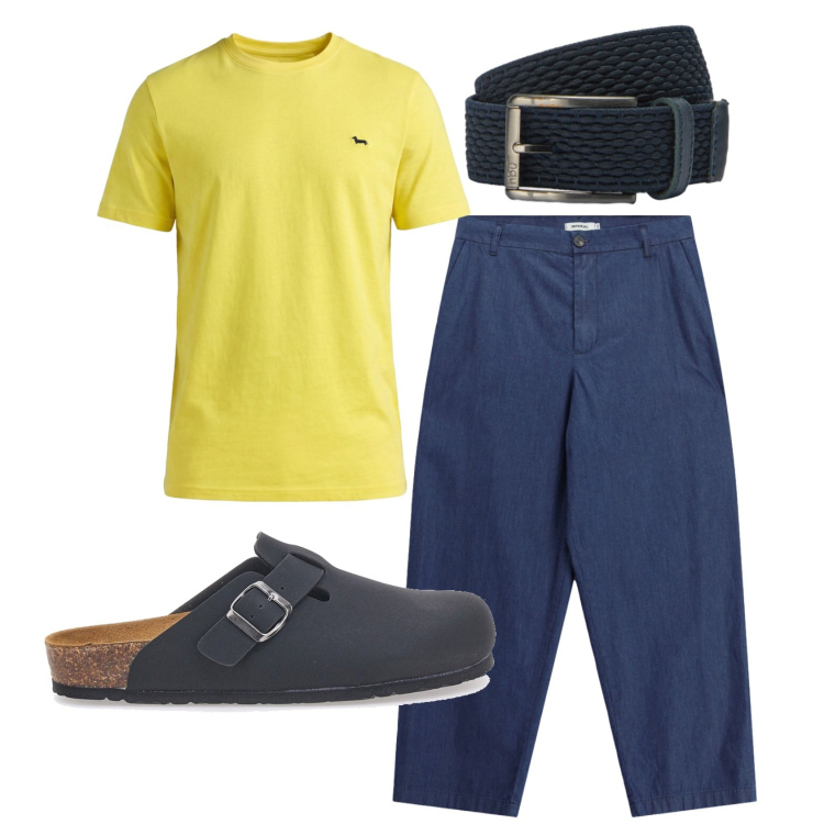 Outfit uomo - Total look #2413469. Stile Casual per Tutti i giorni. Abbinamento con jeans, t-shirt, cinture, sandali.