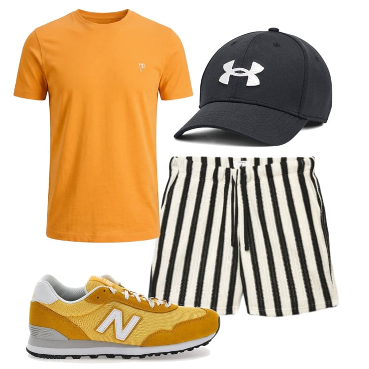 Outfit uomo - Total look #2413470. Stile Casual per Tutti i giorni. Abbinamento con pantaloni corti, t-shirt, cappelli, sneakers.