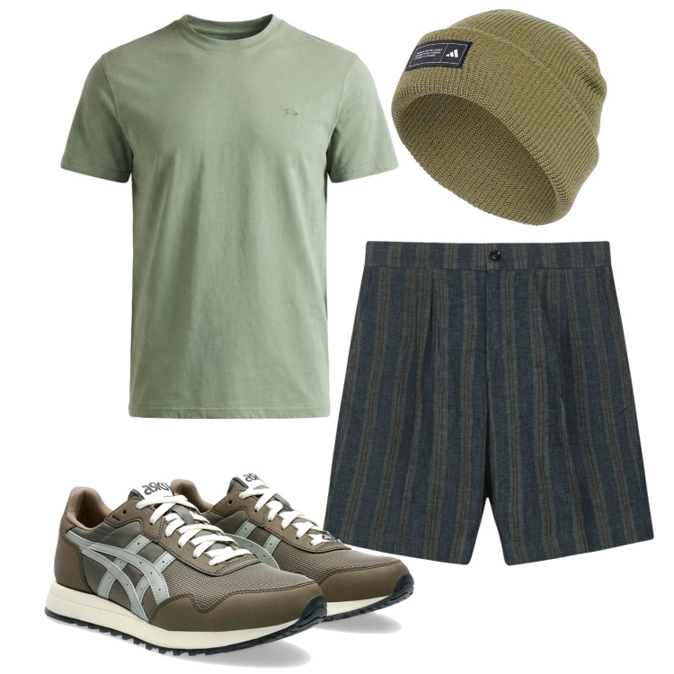 Outfit uomo - Total look #2413472. Stile Urban per Tutti i giorni. Abbinamento con t-shirt, bermuda, berretti, sneakers.