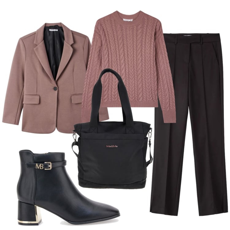 Outfit donna - Total look #2413575. Stile Basic per Ufficio. Abbinamento con maglieria, pantaloni, blazer, stivaletti, borse a tracolla.