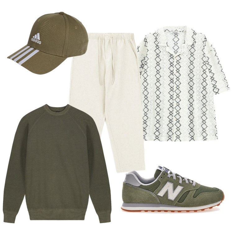 Outfit uomo - Total look #2413588. Stile Casual per Tutti i giorni. Abbinamento con pantaloni, camicie a manica corta, maglieria, cappelli con visiera, sneakers.