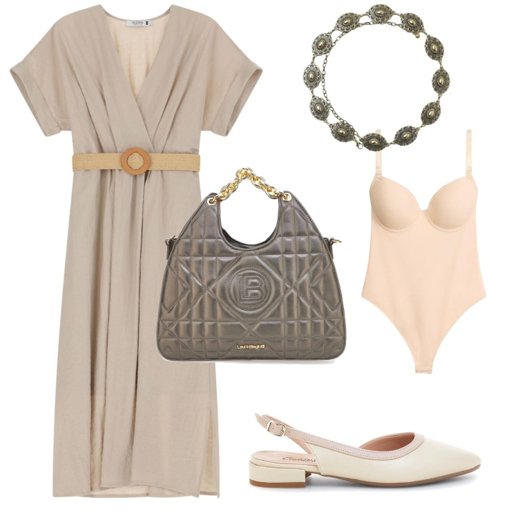 Outfit donna - Classy. Stile Bon Ton per Ufficio. Abbinamento con body, cinture, vestiti midi/longuette, borse a mano, sandali.