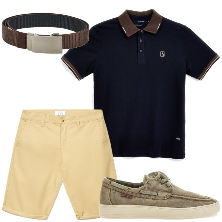 Outfit uomo - Serate e amici. Stile Trendy per Serata speciale. Abbinamento con shorts, cinture, polo, scarpe stringate.